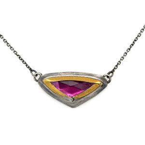 Pink Tourmaline Trifold Keum-Boo Necklace