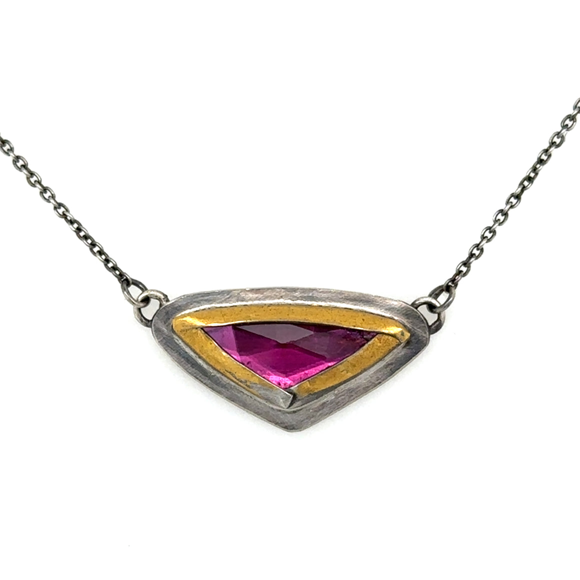 Pink Tourmaline Trifold Keum-Boo Necklace