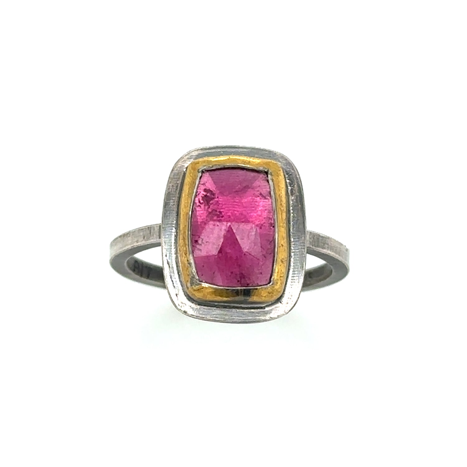 Rectangular Pink Tourmaline Keum-Boo Ring