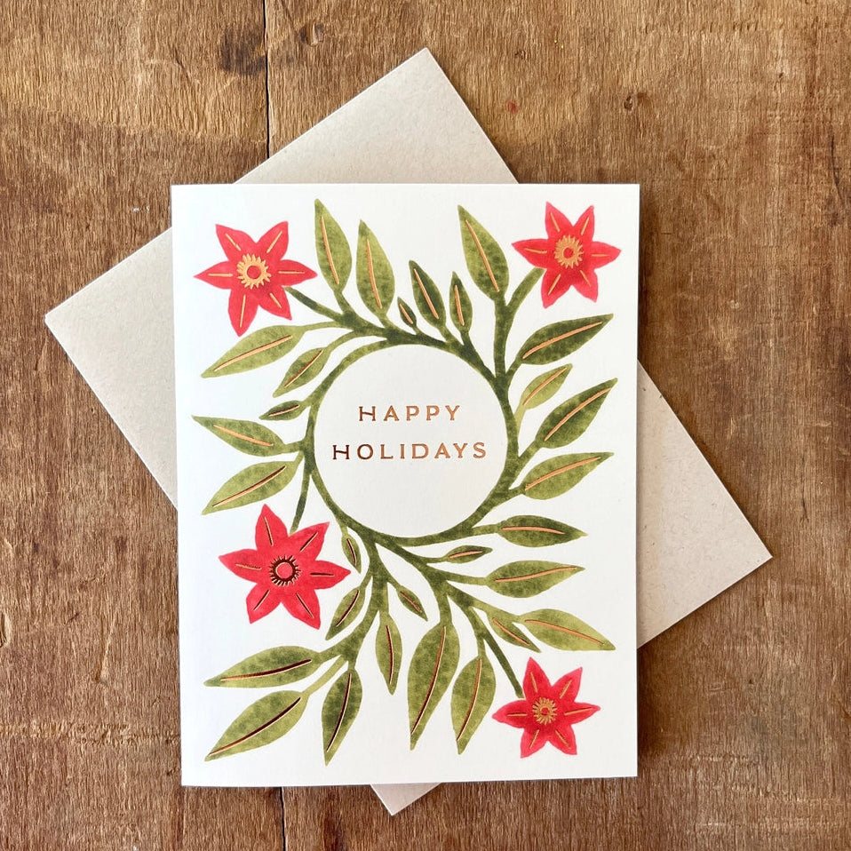 Katharine Watson Stationery - Happy Holidays Poinsettia