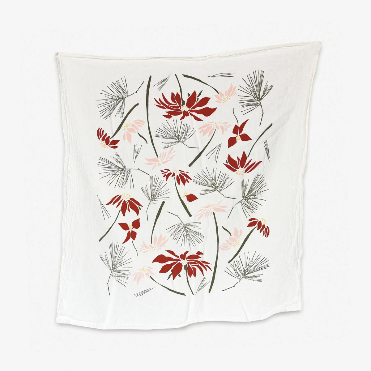 Poinsettia + Pine Tea Towel