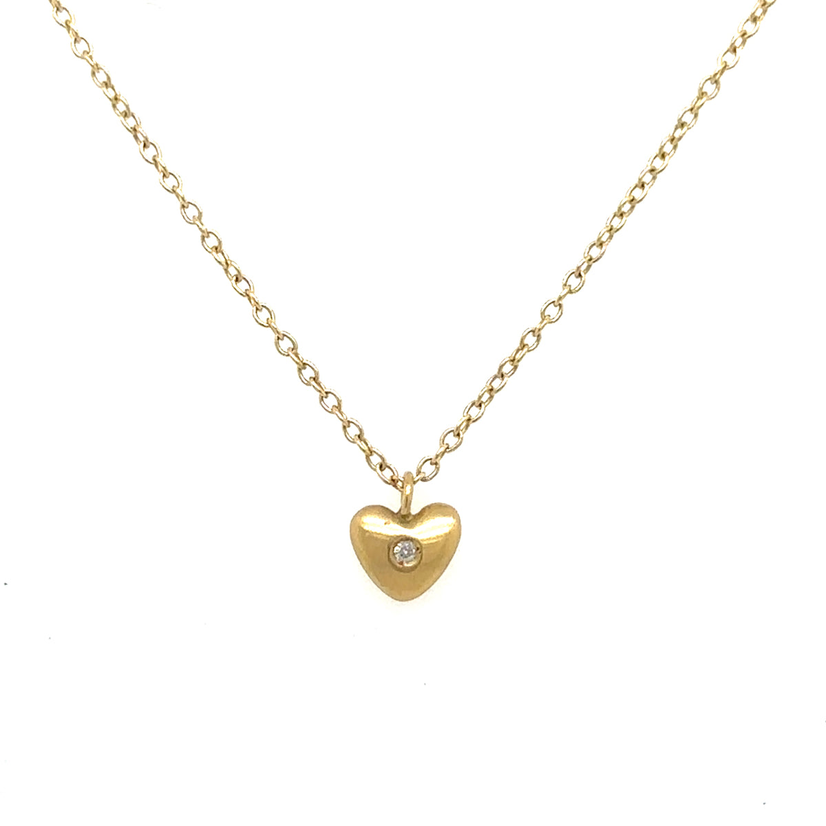 Puffy Heart with Diamond Necklace