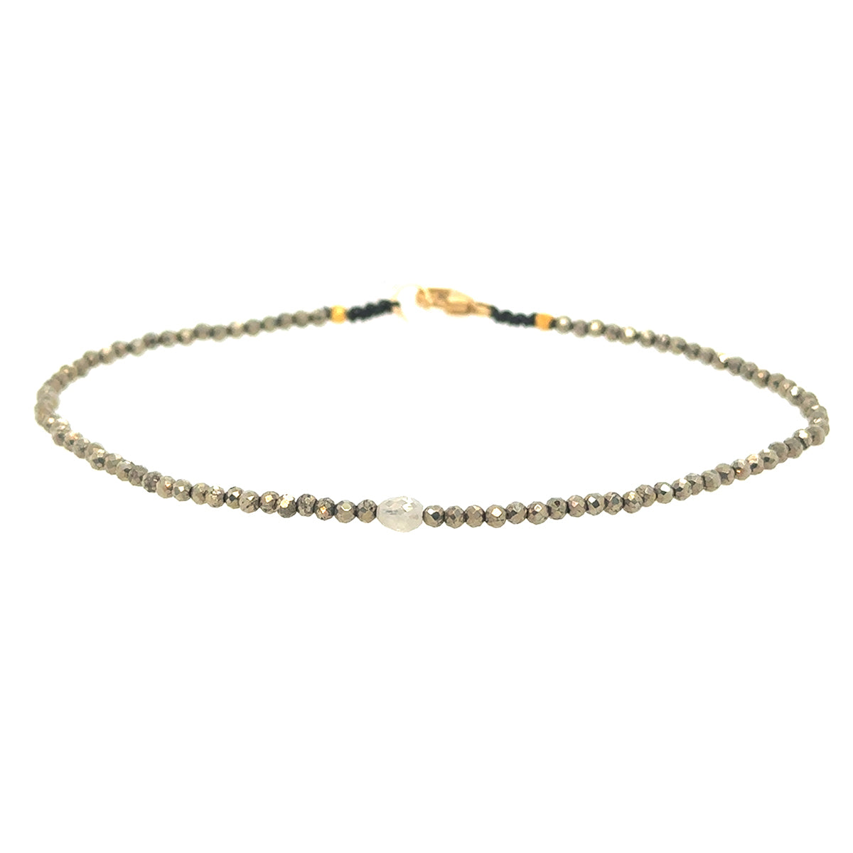 Pyrite + Grey Diamond Strand Bracelet