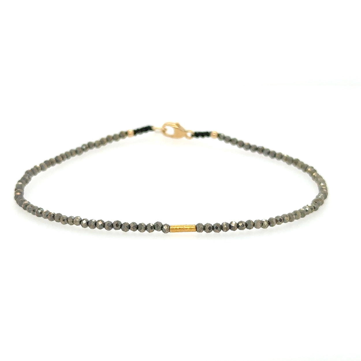 Pyrite + 18k Bar Bead Strand Bracelet