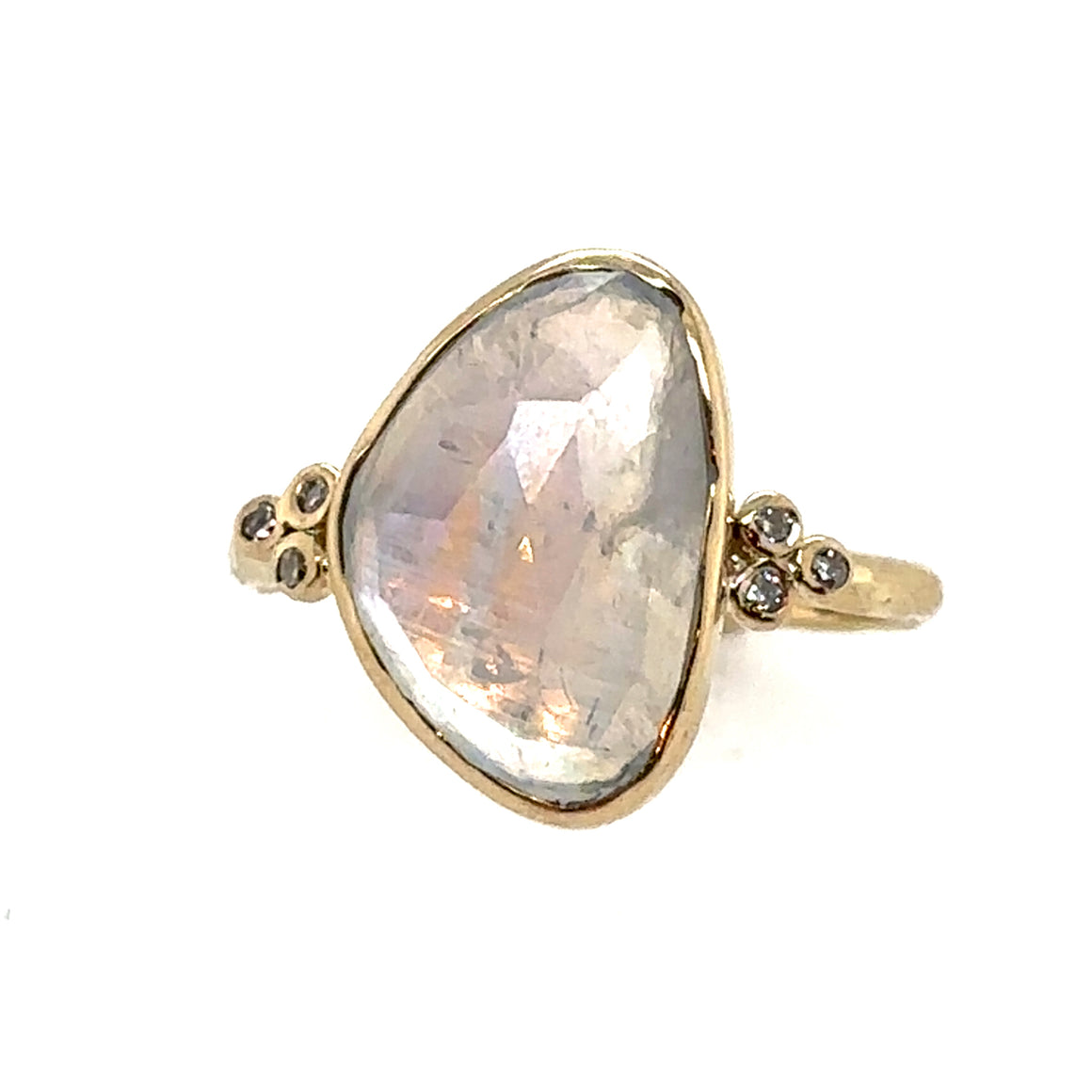 Moonstone + Diamond Trios Ring