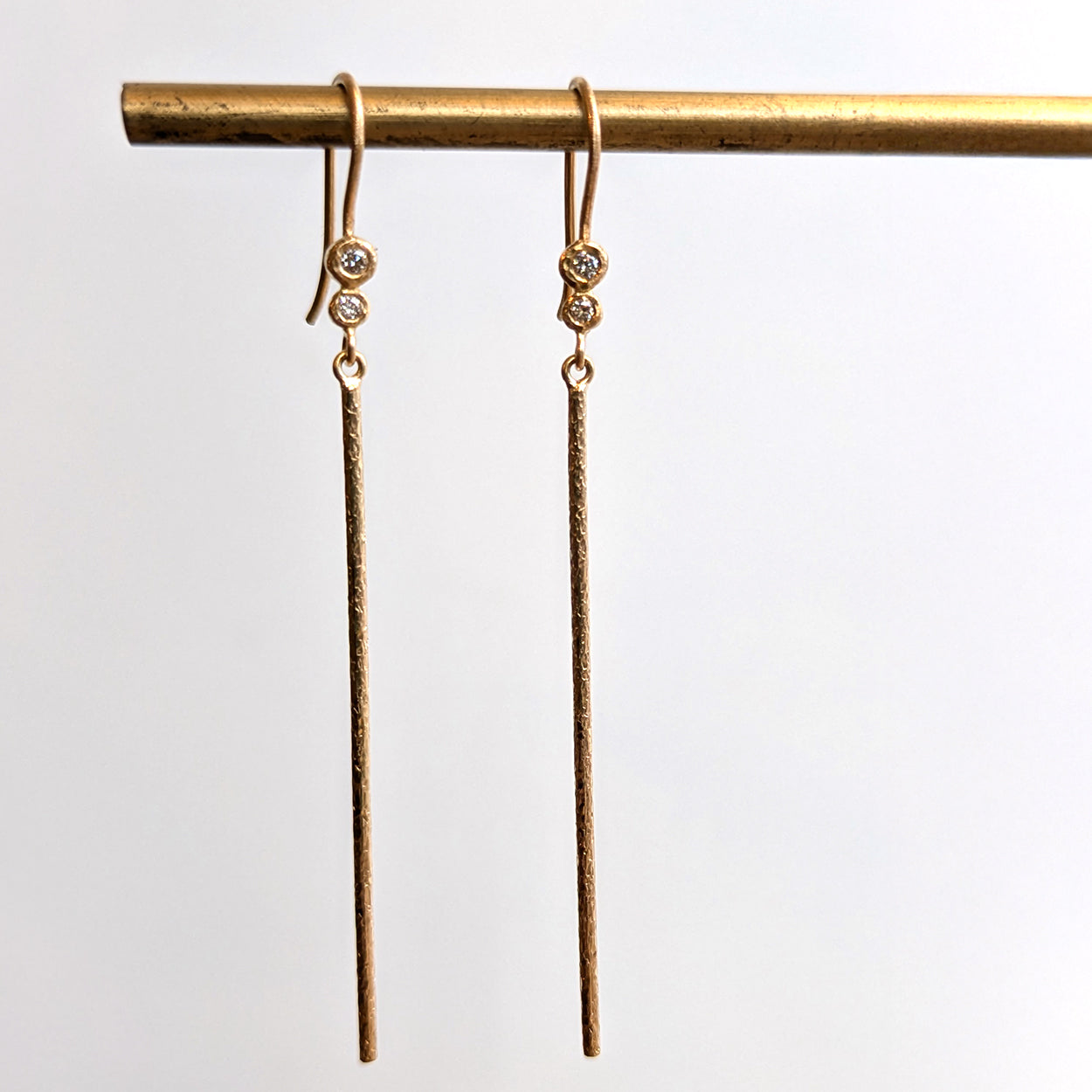 18k Rain Stick Diamond Earrings
