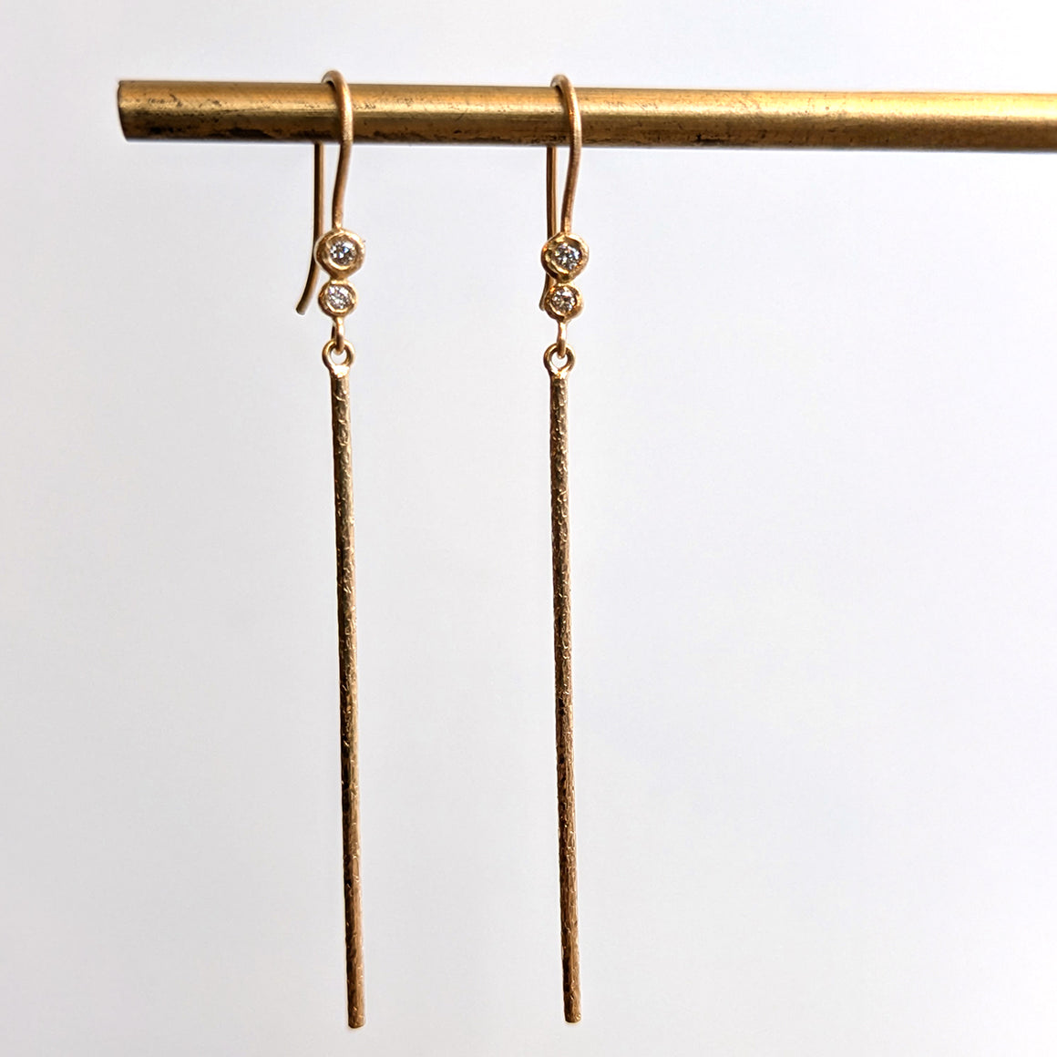 18k Rain Stick Diamond Earrings