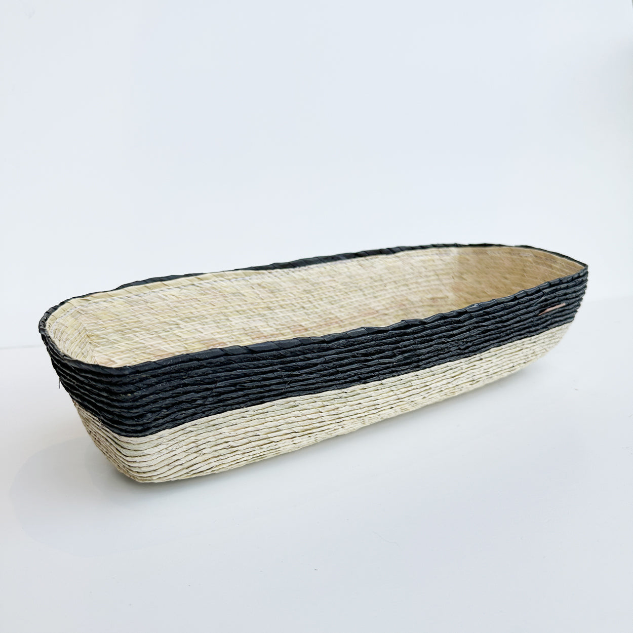 Rectangle Palm Basket (Black Stripe)