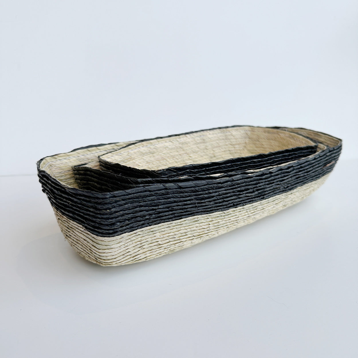 Rectangle Palm Basket (Black Stripe)