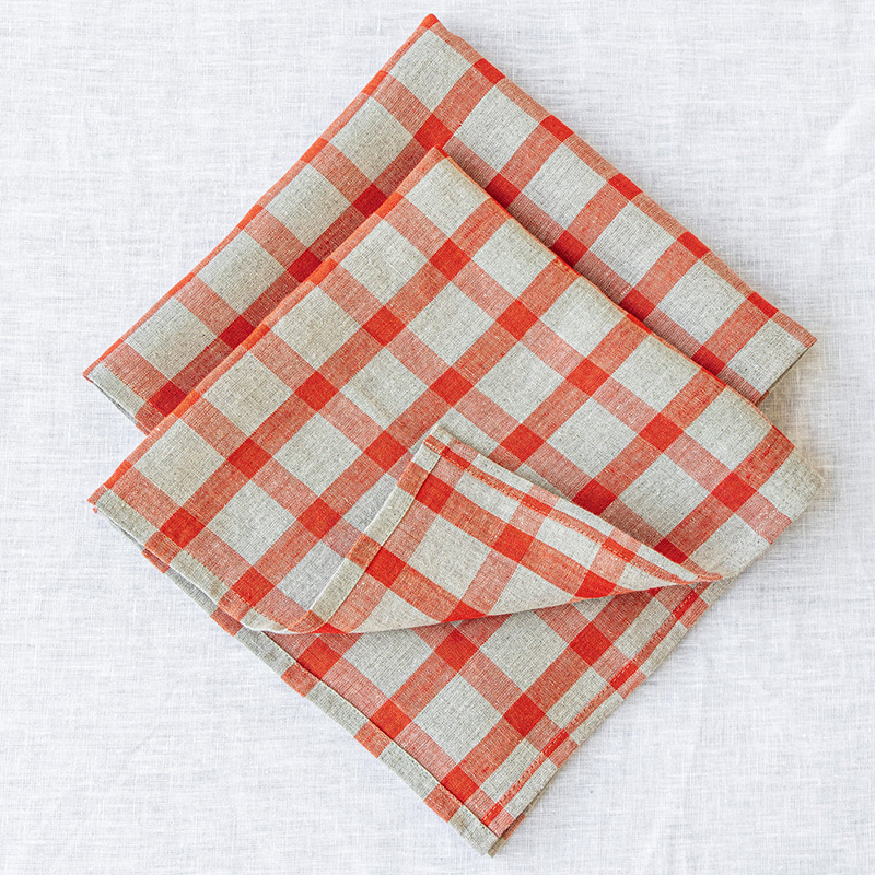 Linen Napkin - Gingham Red, Set of 2