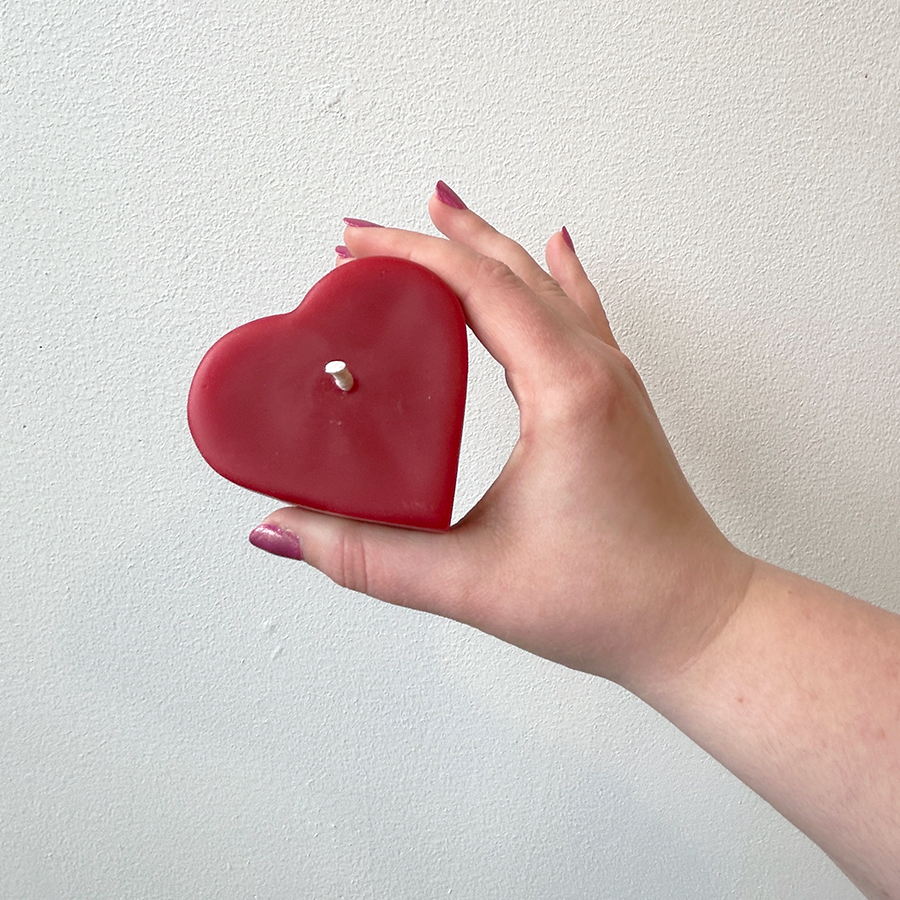 Red Heart Beeswax Candle