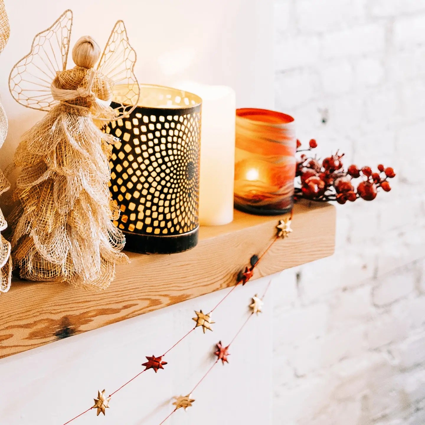 Gold + Red Star Garland