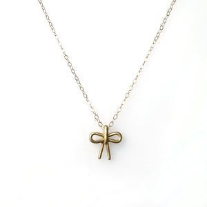 Brass Charm Bow Necklace