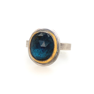 Round Teal Kyanite Ring