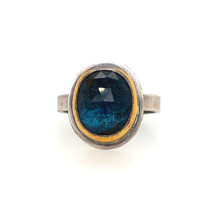 Round Teal Kyanite Ring