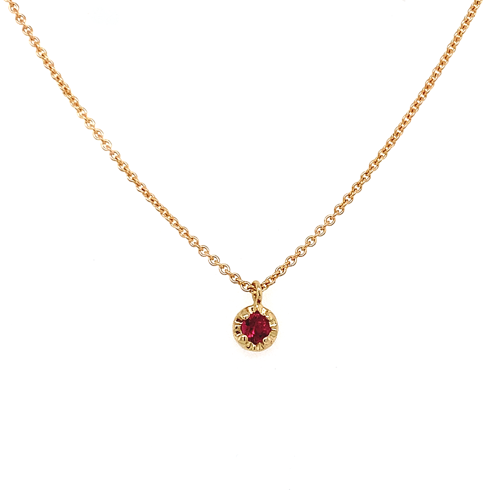 14K Ruby Prong Necklace