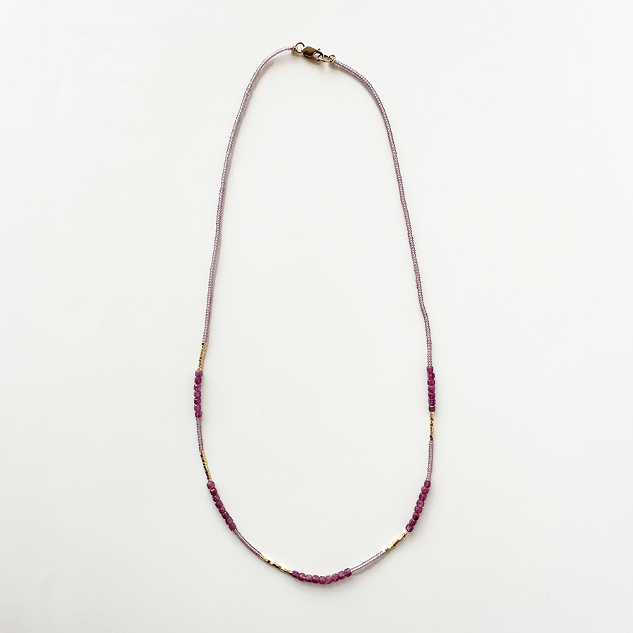 17"  Seed Bead Necklace - Ruby