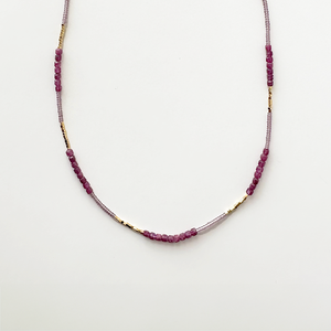 17"  Seed Bead Necklace - Ruby