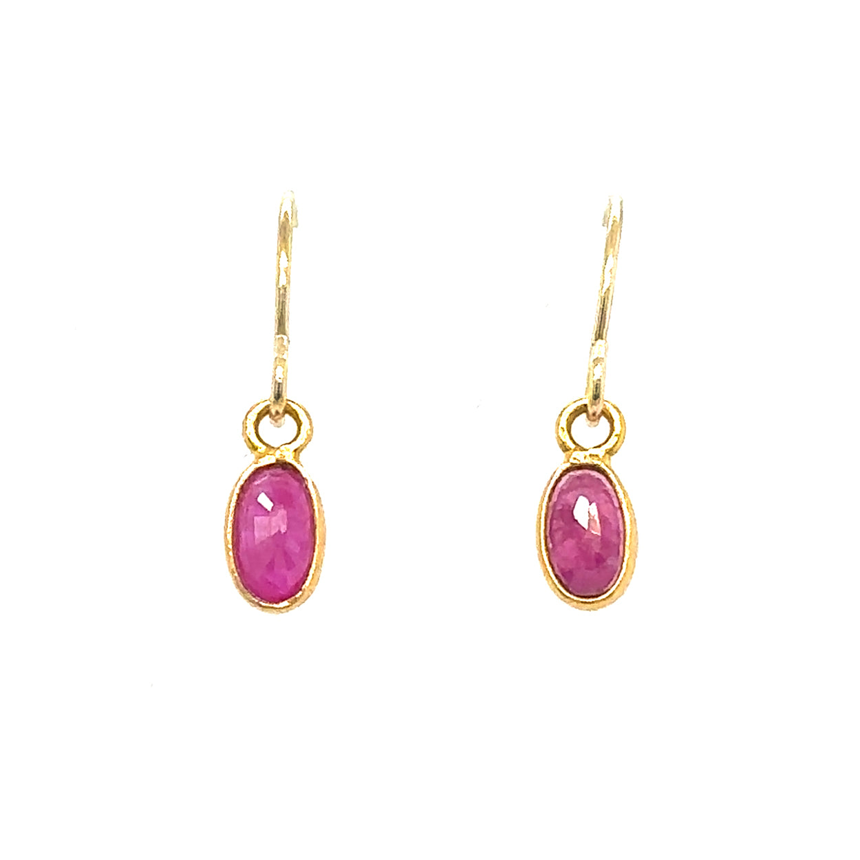 Tiny Oval Ruby Hummingbird Earrings