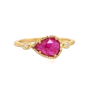 Ruby Pear + Diamond Muguet Ring