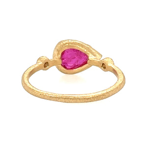 Ruby Pear + Diamond Muguet Ring