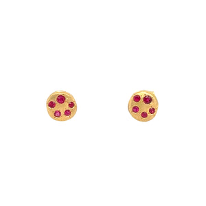 18k Ruby Spotted Disc Studs