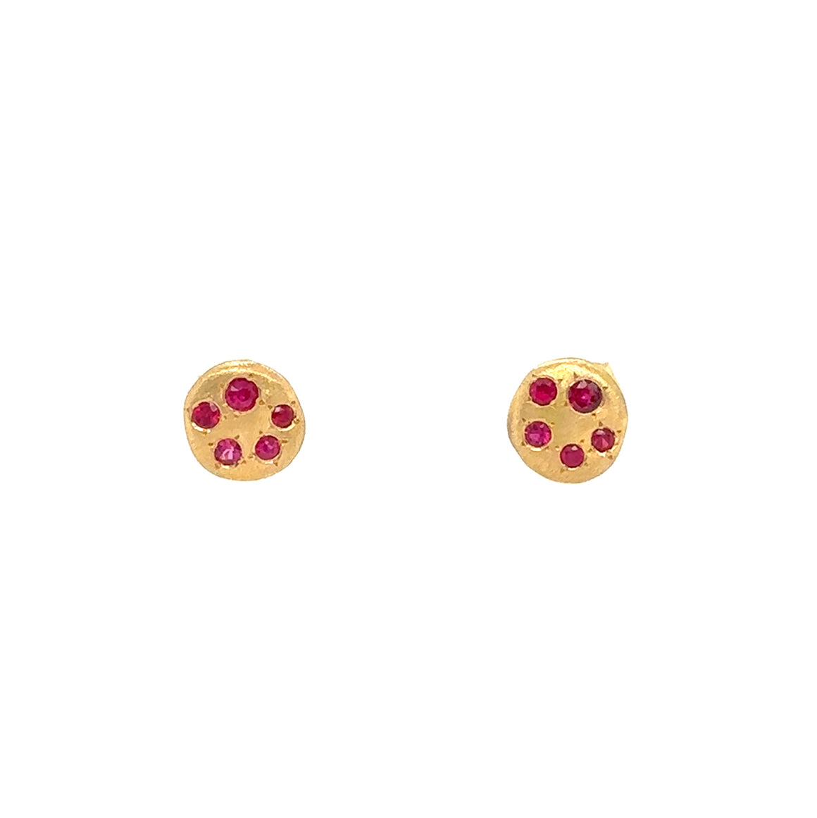 18k Ruby Spotted Disc Studs