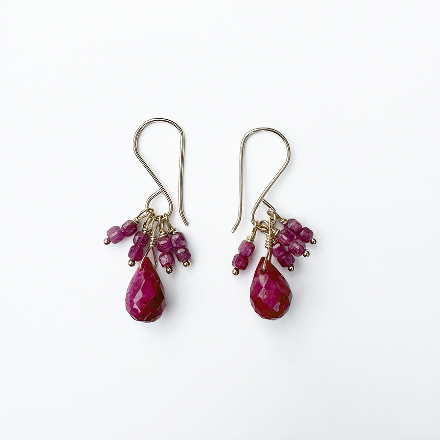Ruby Drop Tassle Earrings
