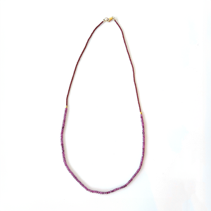 18.5" Seed Bead Necklace - Pink + Ruby