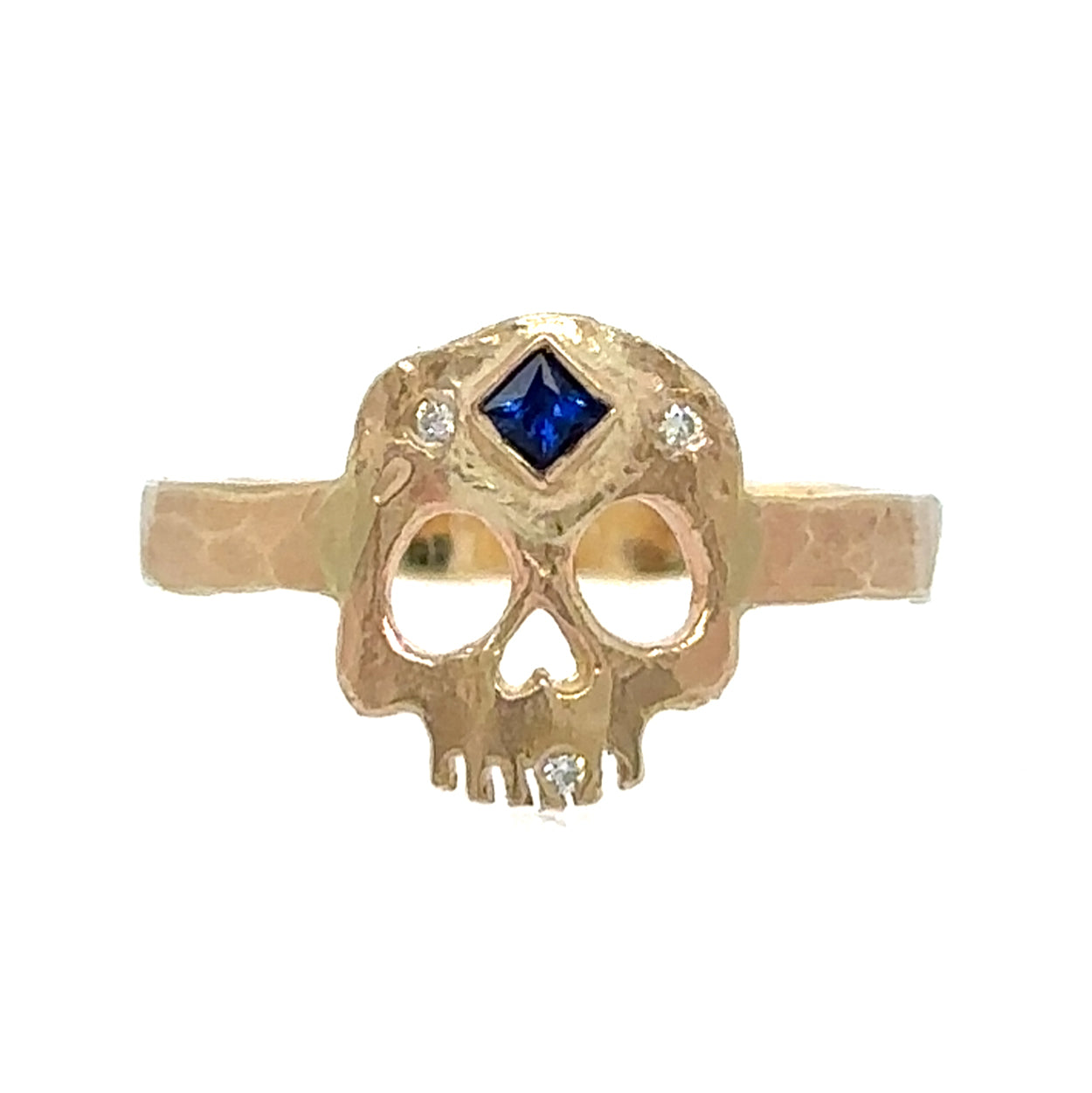 Skull + Princess Cut Sapphire Ring