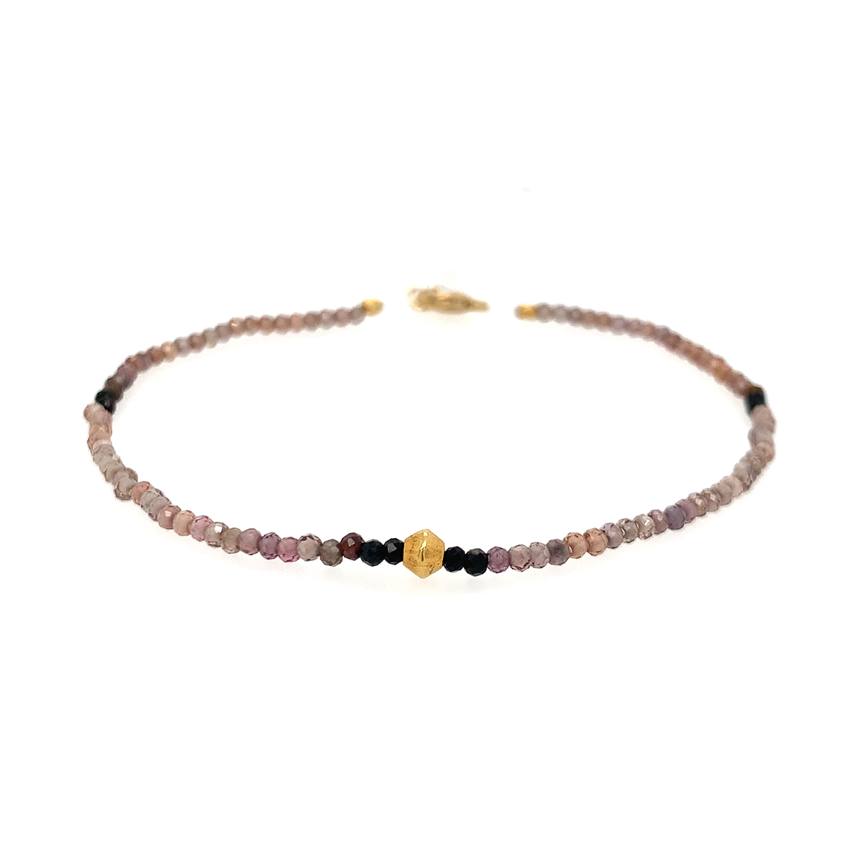 Mauve Multi Sapphire + 18k Bead Bracelet