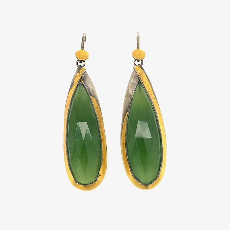 Golden Dot Earrings - Teardrop Serpentine