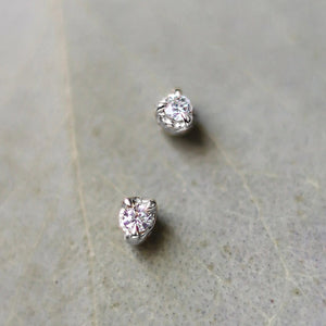 Tiny Silver Diamond Studs