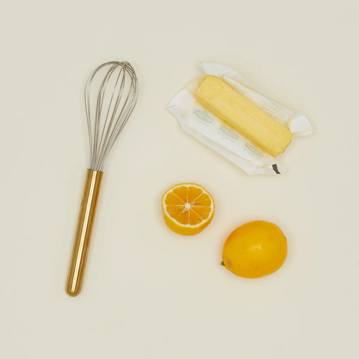 Simple Metal Whisk - Brass Handle