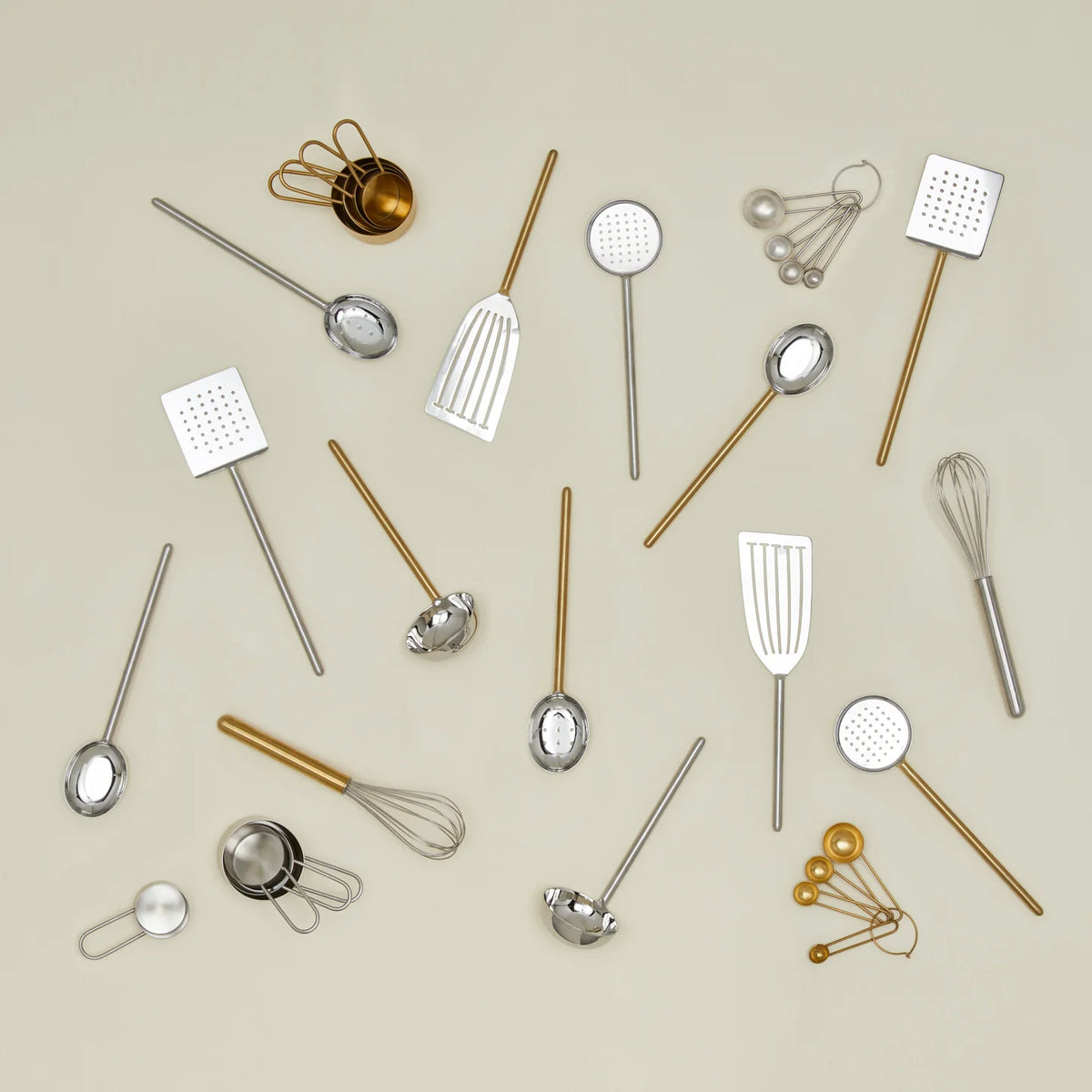 Simple Metal Whisk - Brass Handle
