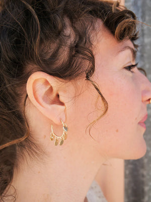 Brass Sirena Circle Charm Hoops