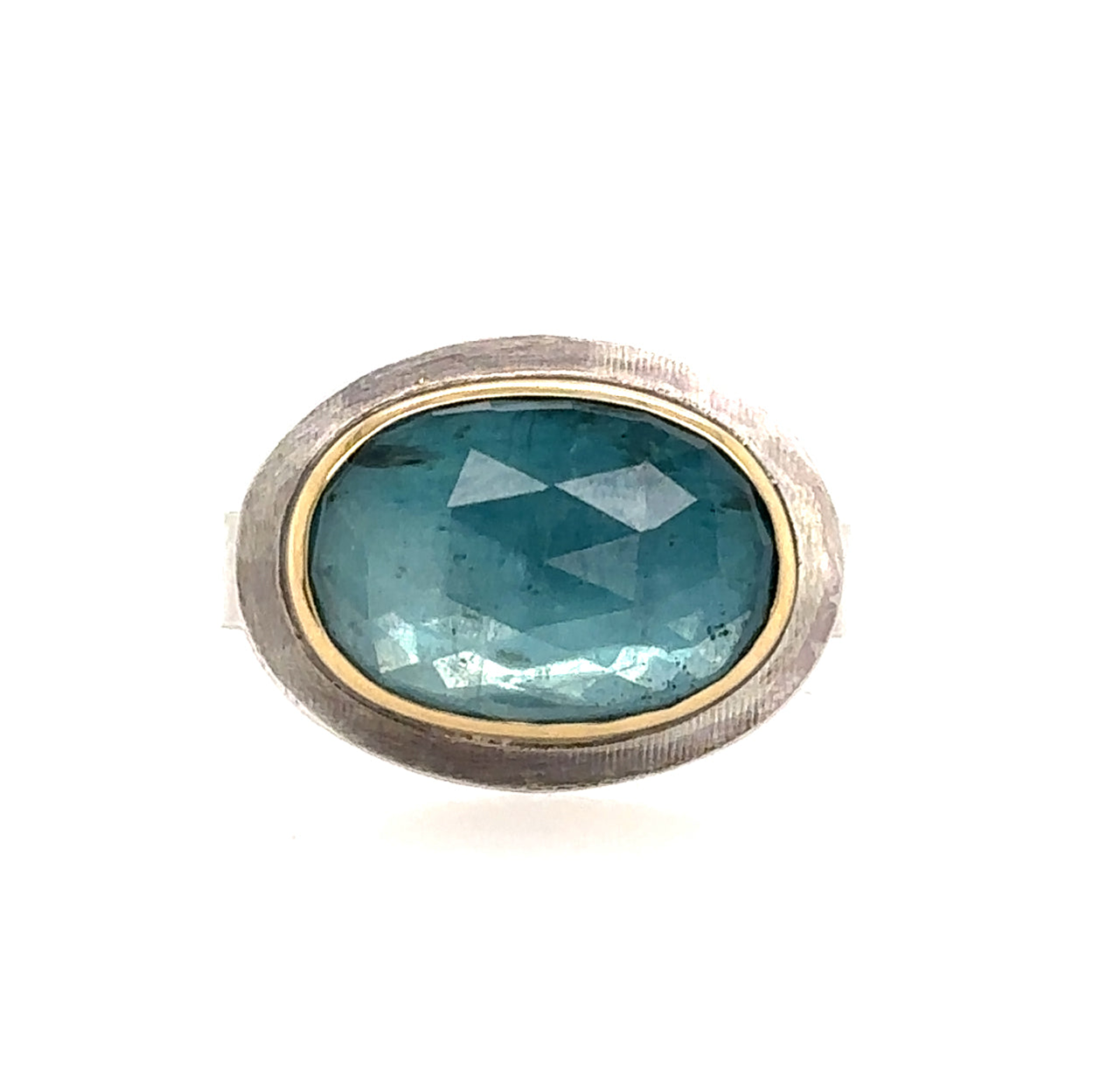 Aqua Blue Kyanite CarvedRing