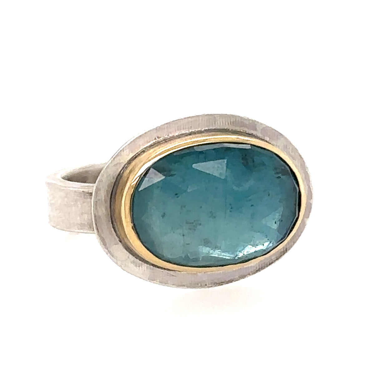 Aqua Blue Kyanite CarvedRing