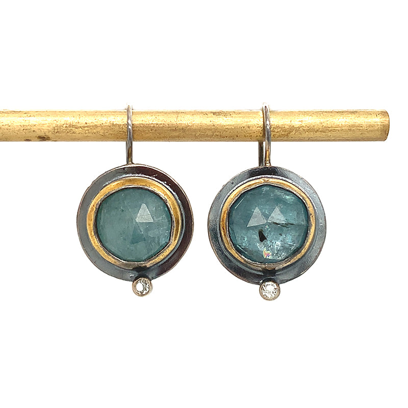 Hook Dangle Earrings - Sky Blue Kyanite + White Topaz