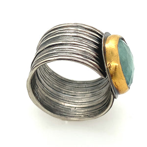 Sky Blue Kyanite Ring on Wide Band (SS/24k)