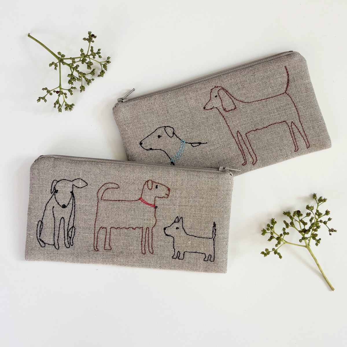 Small Embroidered Pouch - Dogs