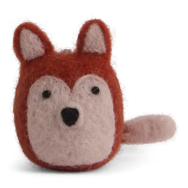 Round Red Felt Fox Ornament