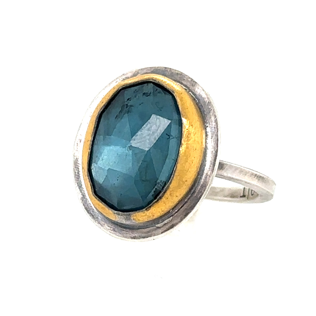 Smoky Blue Kyanite Keum-Boo Rim Ring