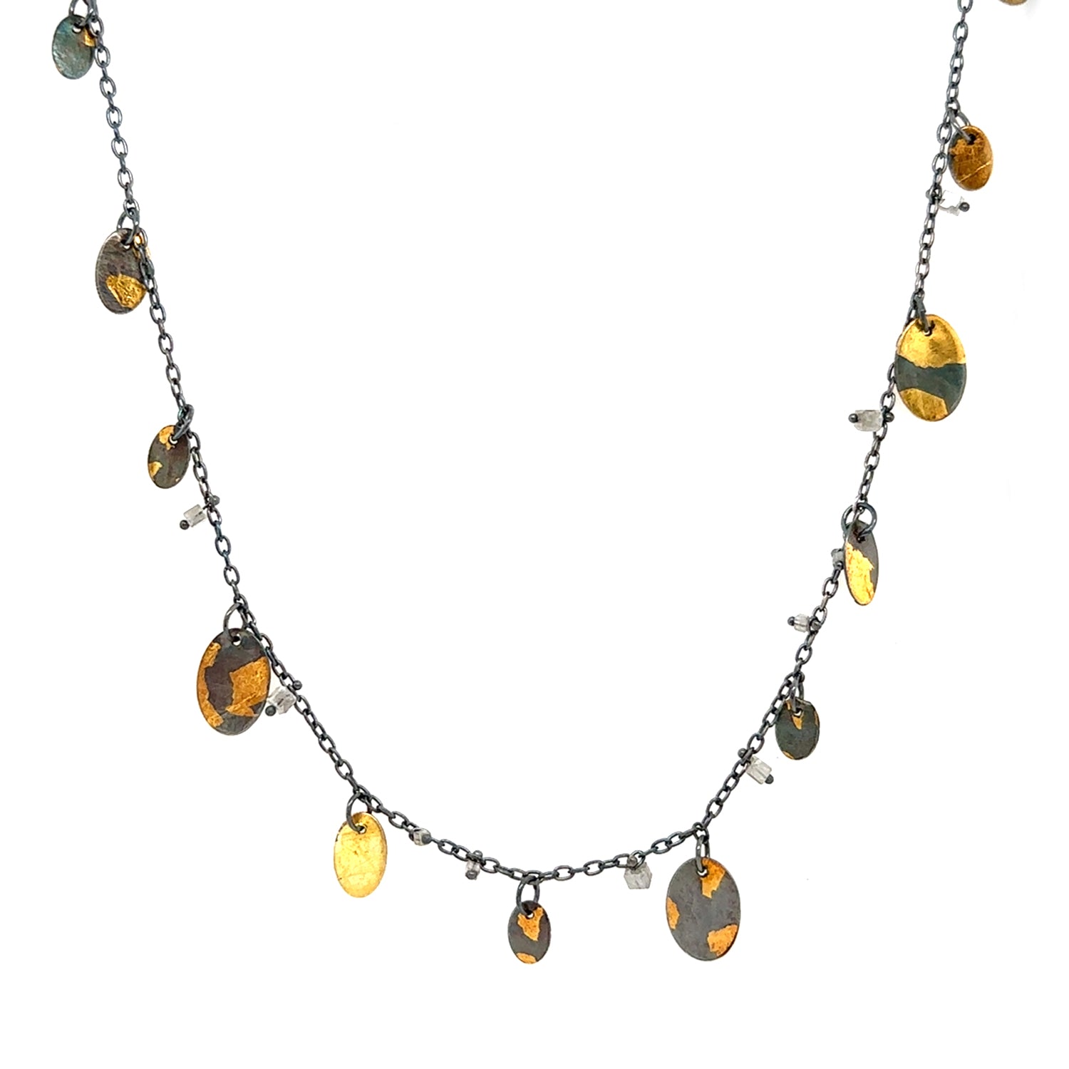 Speckle Grey Diamond Strand Necklace (ox/24k)