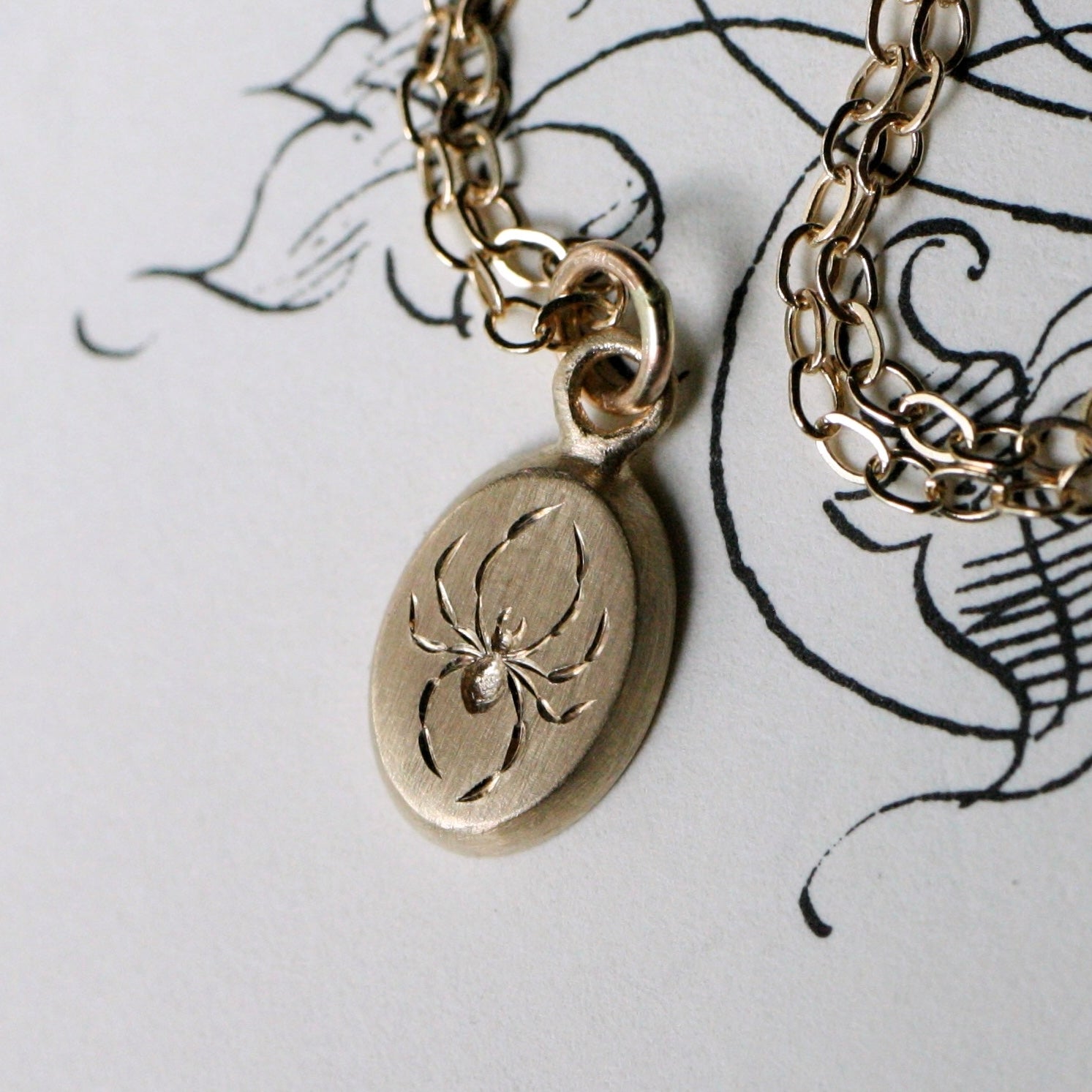 Gold Mini Spider Pendant Necklace