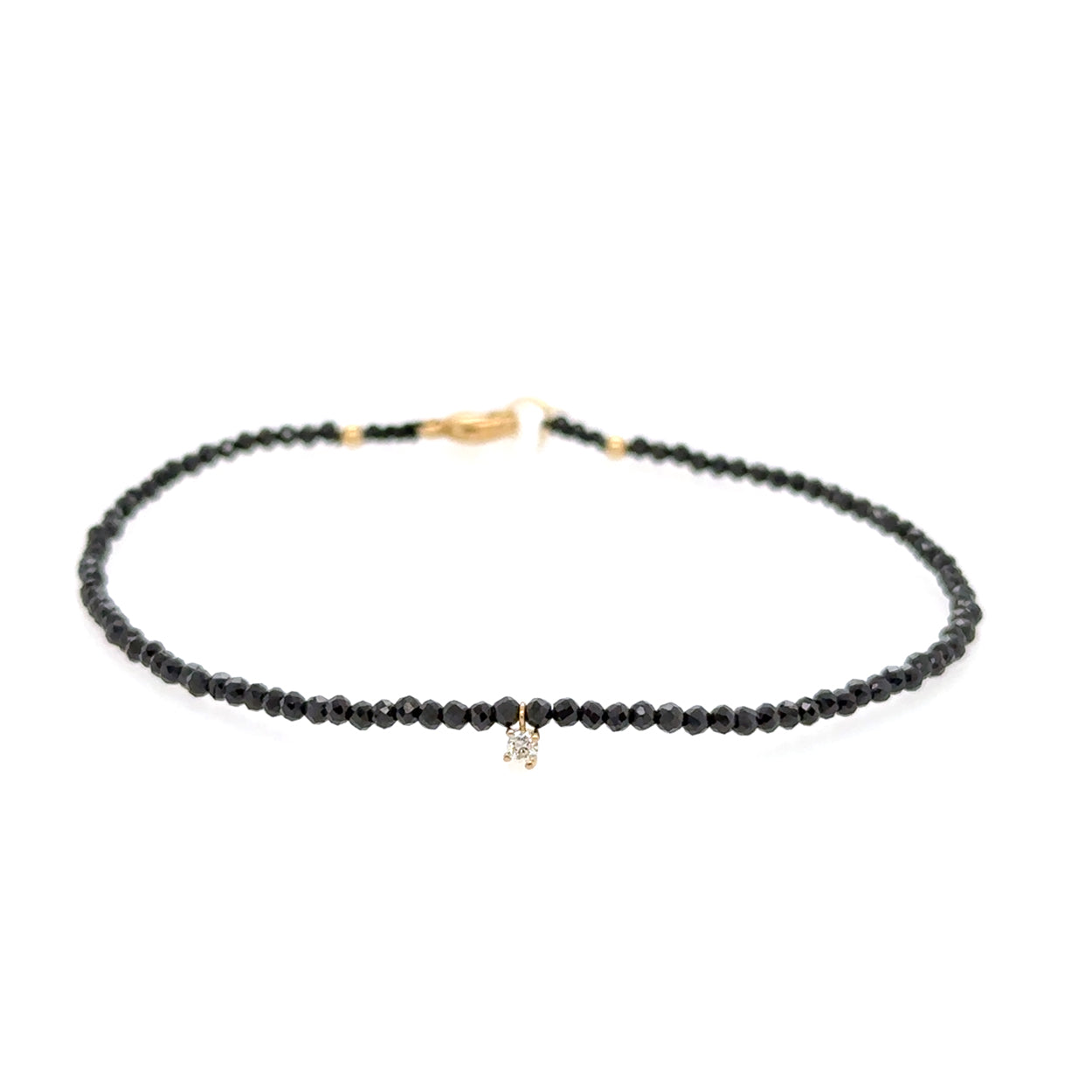 Spinel Bead Strand + Diamond Charm Bracelet