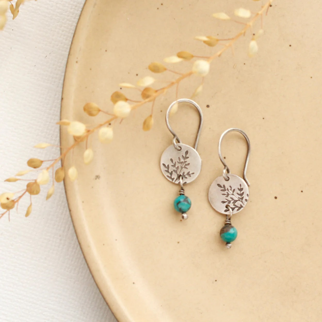 Mini Sprout Earrings with Turquoise