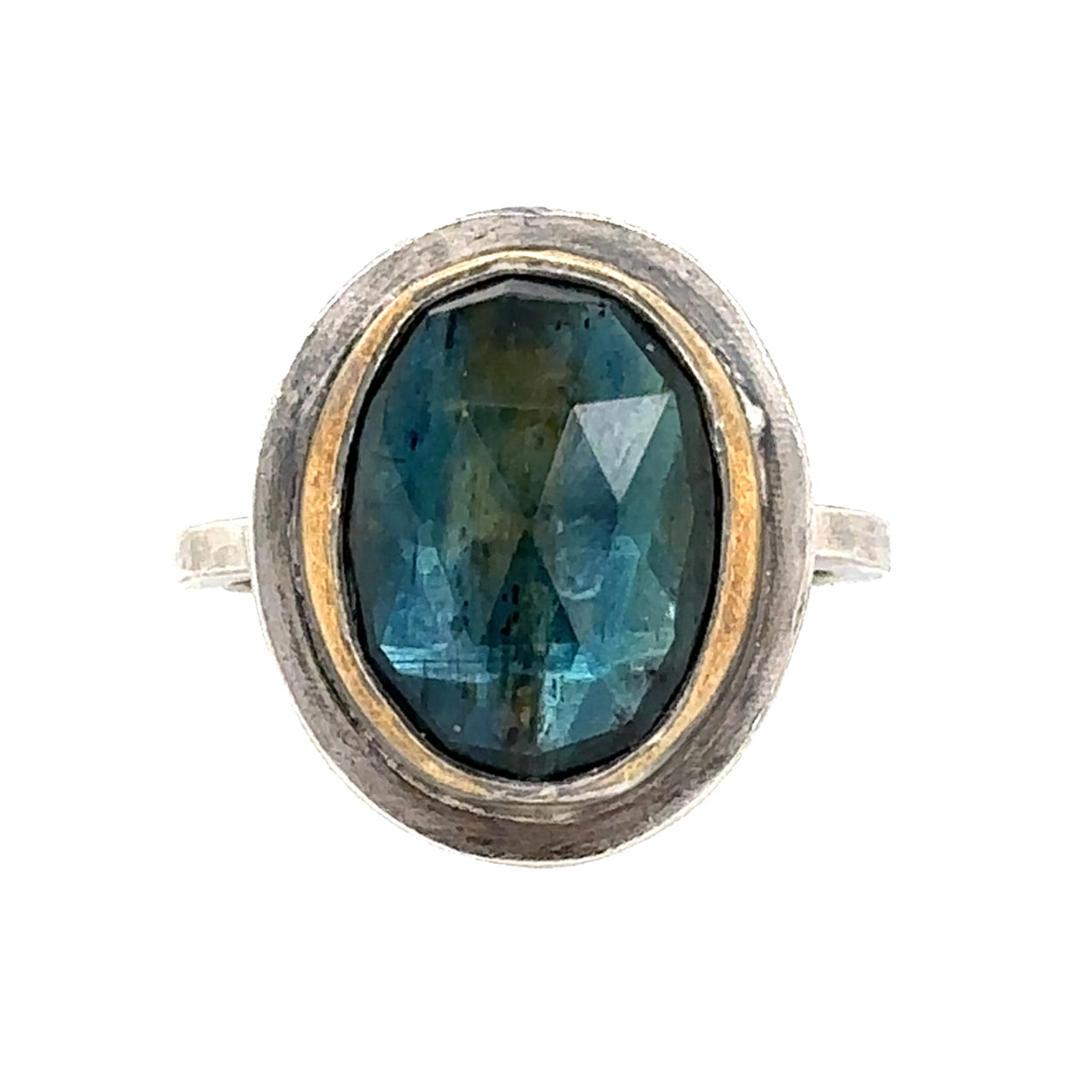 Oval Blue Streak Kyanite Keum-Boo Ring