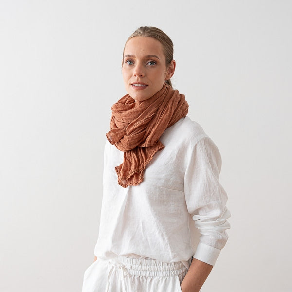Linen Summer Scarf - Mocha