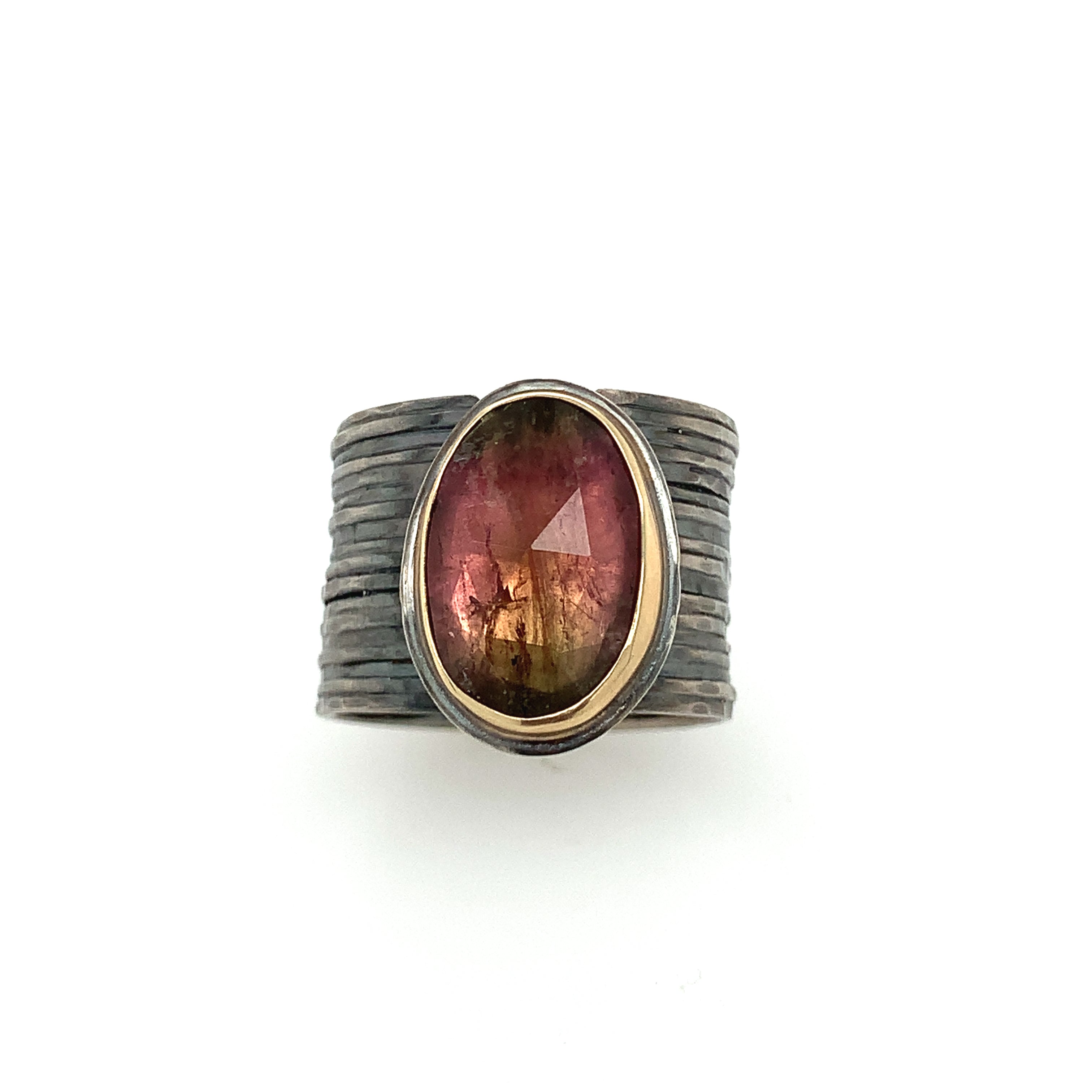 Pink Sunset Tourmaline on Wide Band